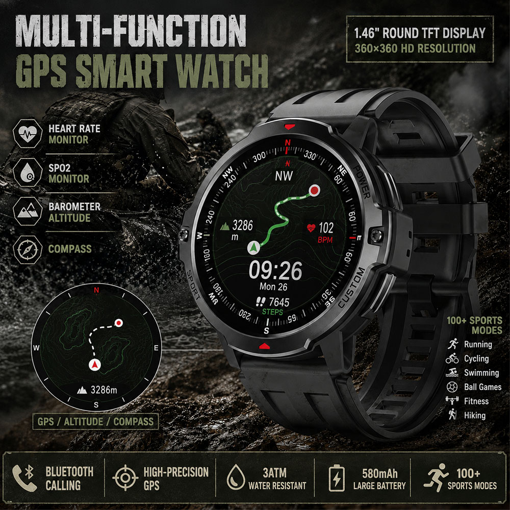Timex Watches Smartwatch - NOWY 1.46-calowy wojskowy smartwatch GPS, wodoodporny