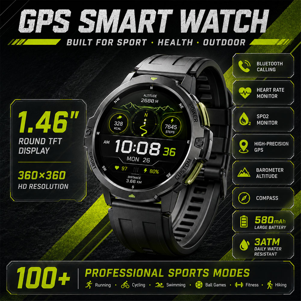 Timex Watches Smartwatch - NOWY Wojskowy Smartwatch GPS Wodoodporny 3ATM