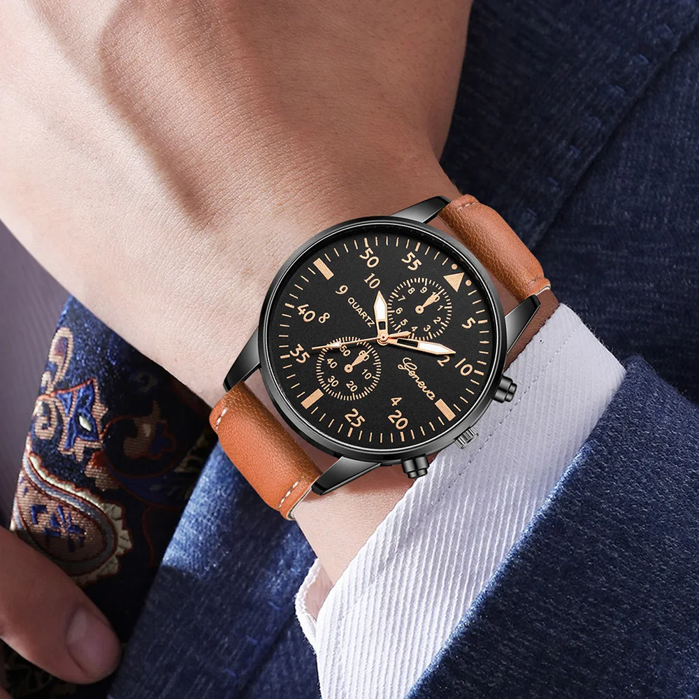 Smartwatch Vintage Watches For Men - AAA3Pcs Geneva Zestaw 3 męskich zegarków