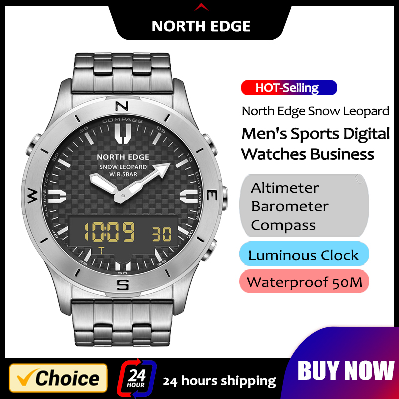 Hybrid Smartwatch - NORTH EDGE męski sportowy zegarek cyfrowy